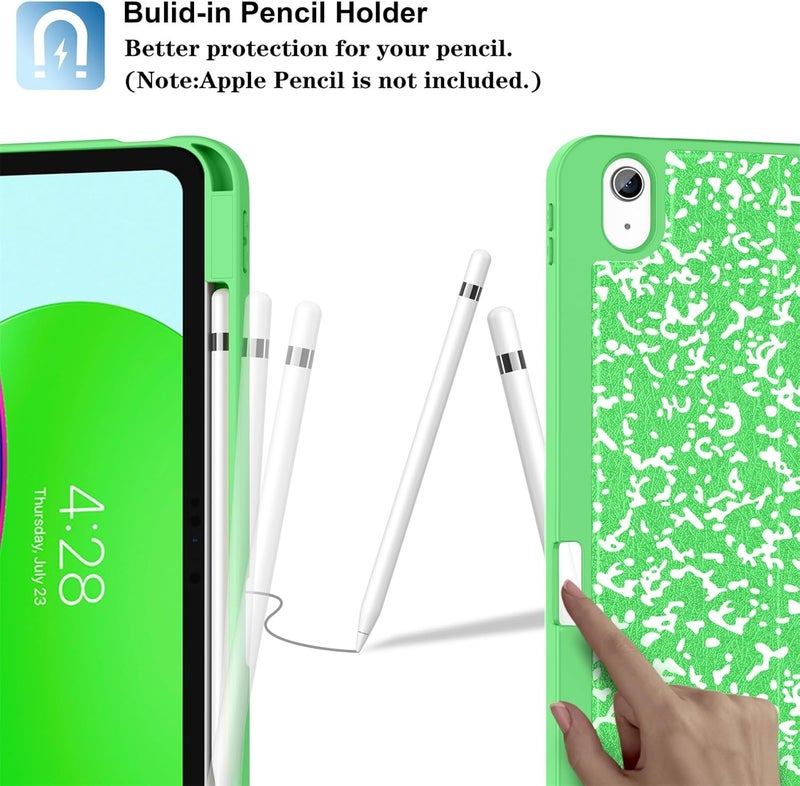 Supveco Case for iPad (A16) 11th Generation 11 inch (2025),iPad 10th Generation 10.9 inch (2022) with Pencil Holder-[Auto Wake/Sleep],Premium Folio Stand Case with Soft TPU Back Cover-Green Book - Image 3